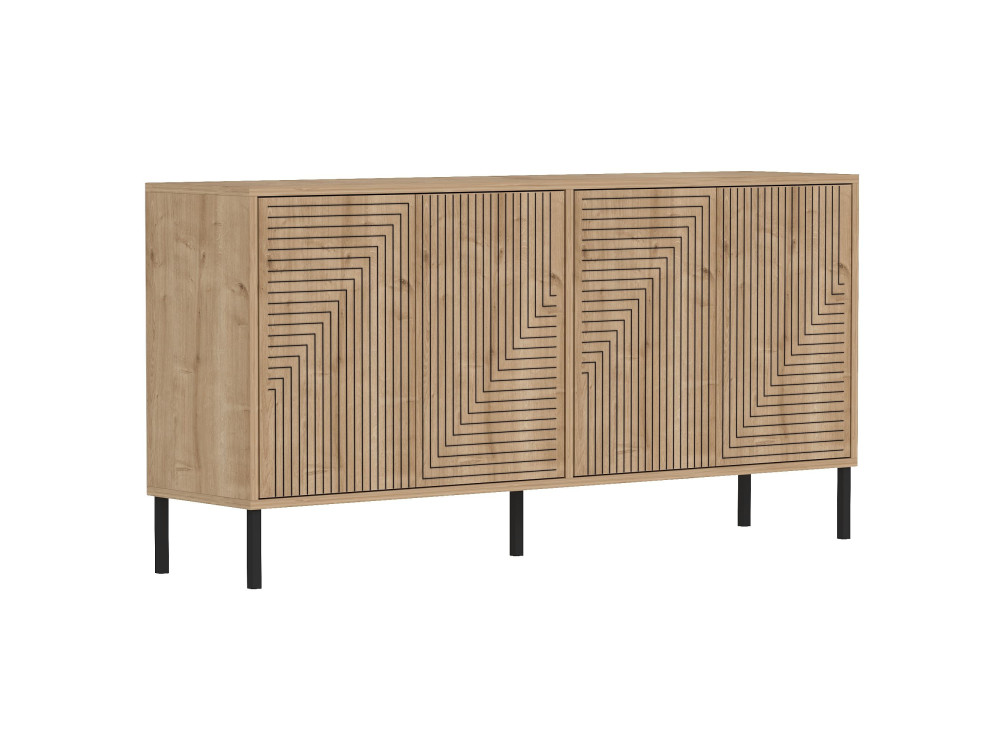 Evolet" wooden sideboard - 150 x 36 x 75 cm - Beige