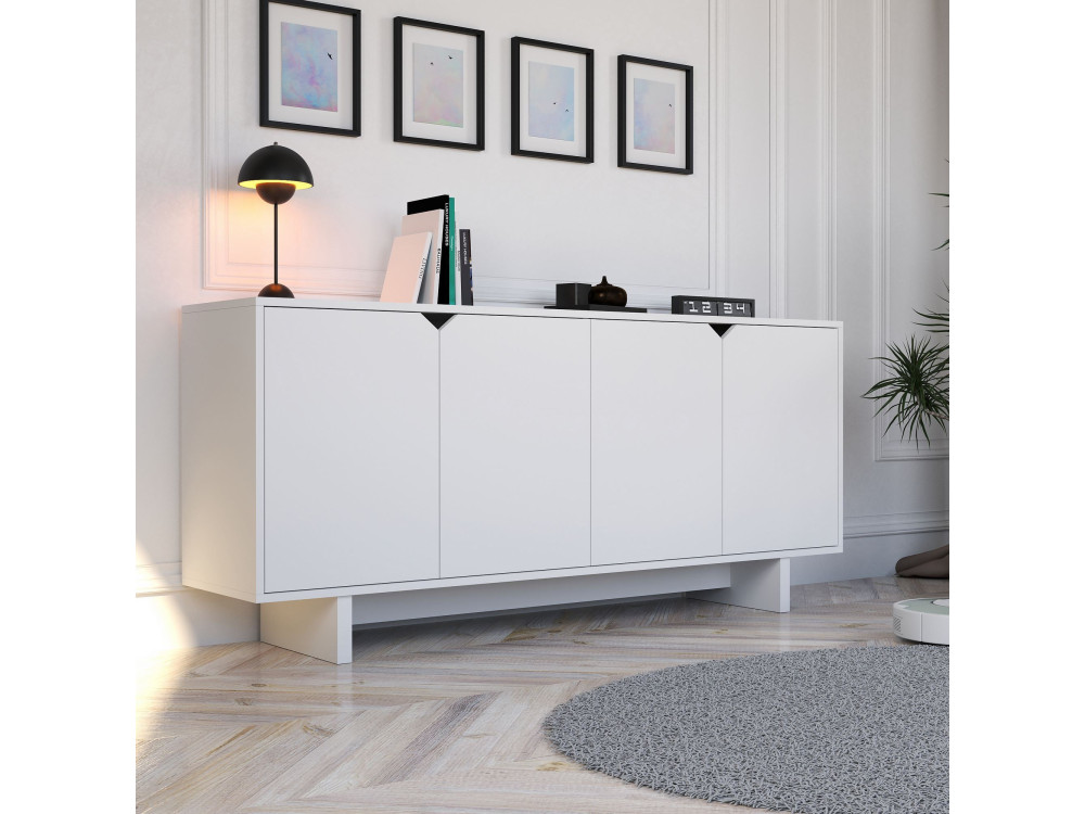 Doruk" wooden sideboard - 180 x 40 x 81 cm - White