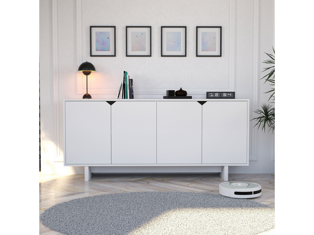 Doruk" wooden sideboard - 180 x 40 x 81 cm - White