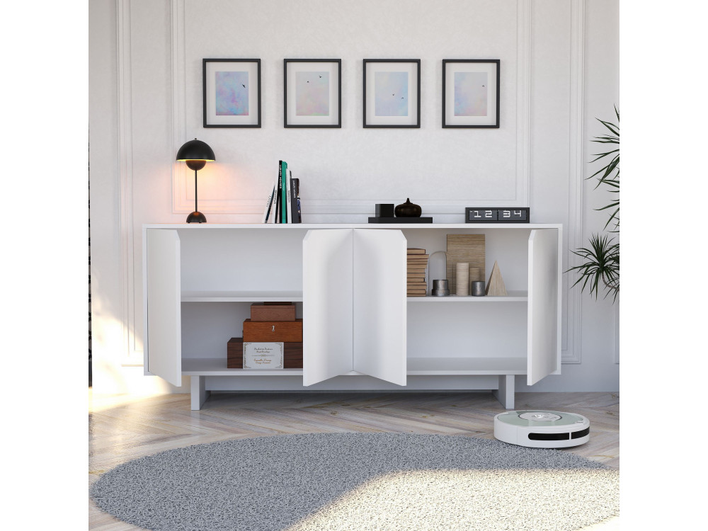 Doruk" wooden sideboard - 180 x 40 x 81 cm - White