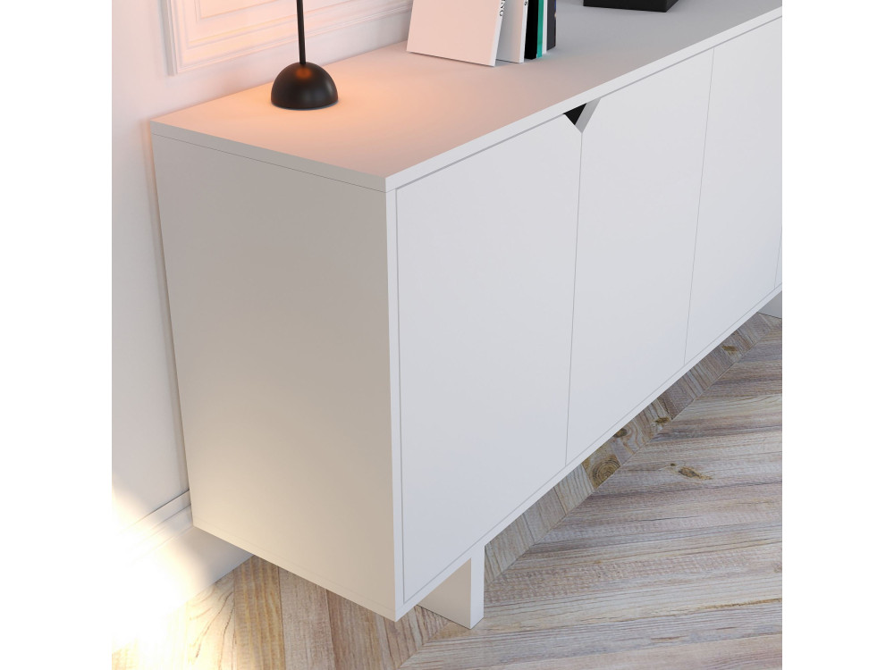 Doruk" wooden sideboard - 180 x 40 x 81 cm - White