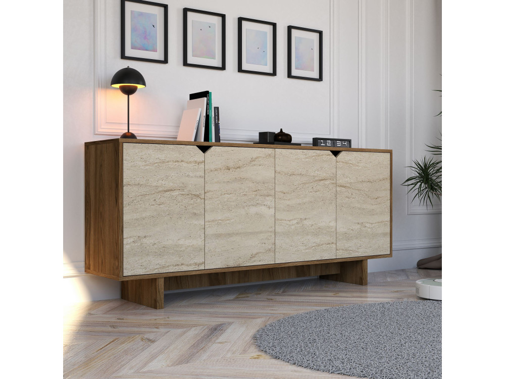 Istemi" wooden sideboard - 180 x 40 x 81 cm - Travertine