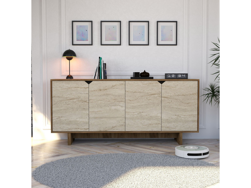 Istemi" wooden sideboard - 180 x 40 x 81 cm - Travertine