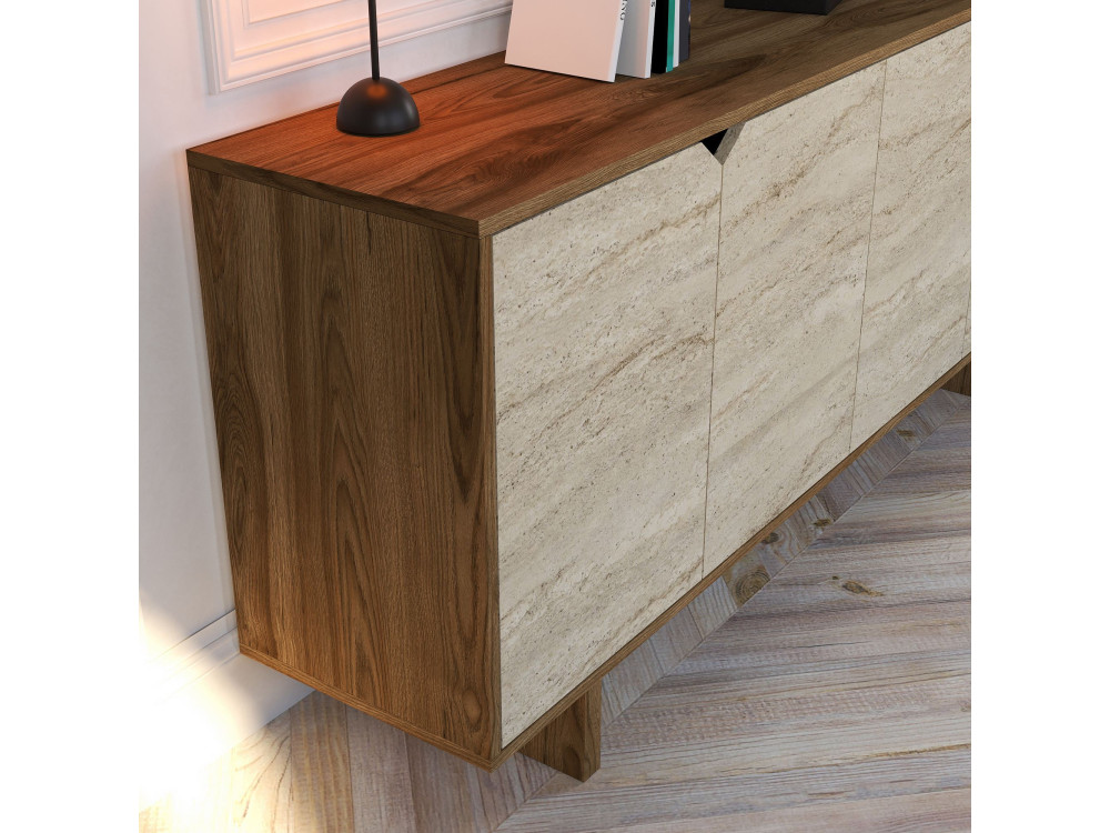Istemi" wooden sideboard - 180 x 40 x 81 cm - Travertine