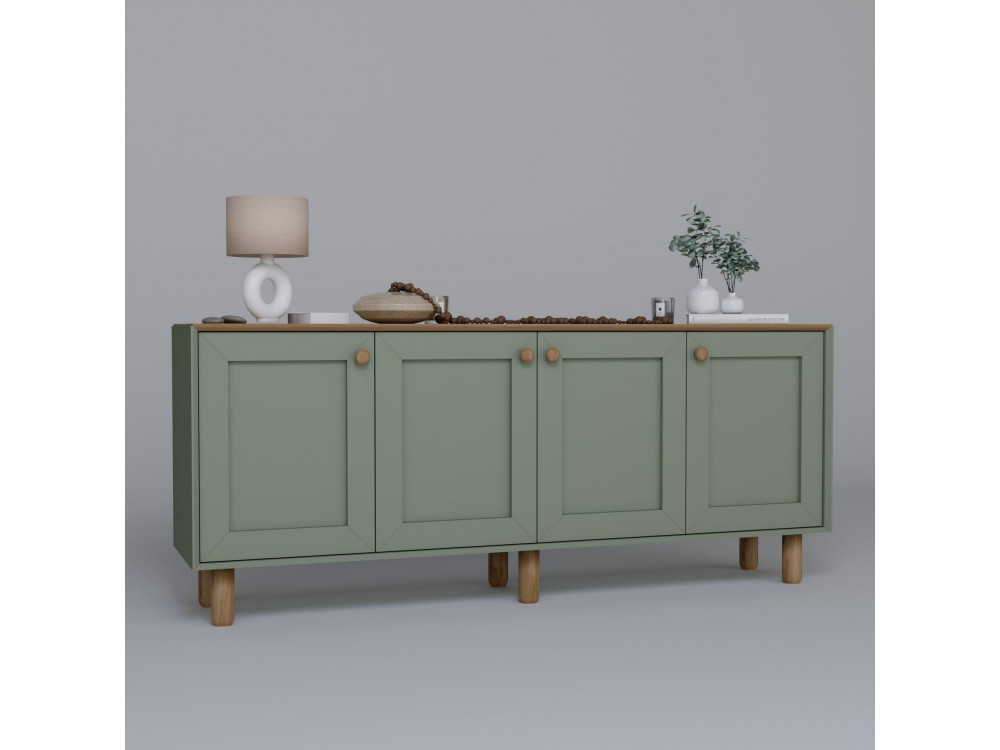 Bohem" wooden sideboard - 180 x 40 x 75 cm - Green
