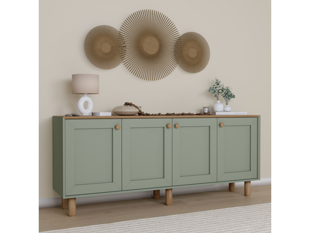 Bohem" wooden sideboard - 180 x 40 x 75 cm - Green