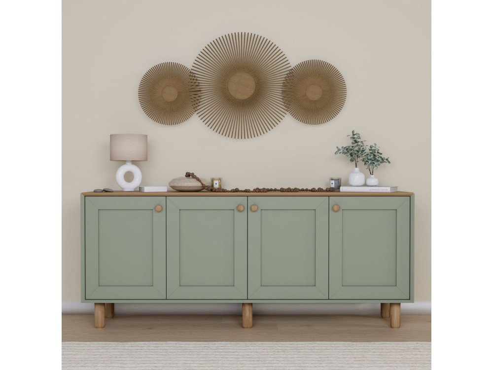 Bohem" wooden sideboard - 180 x 40 x 75 cm - Green