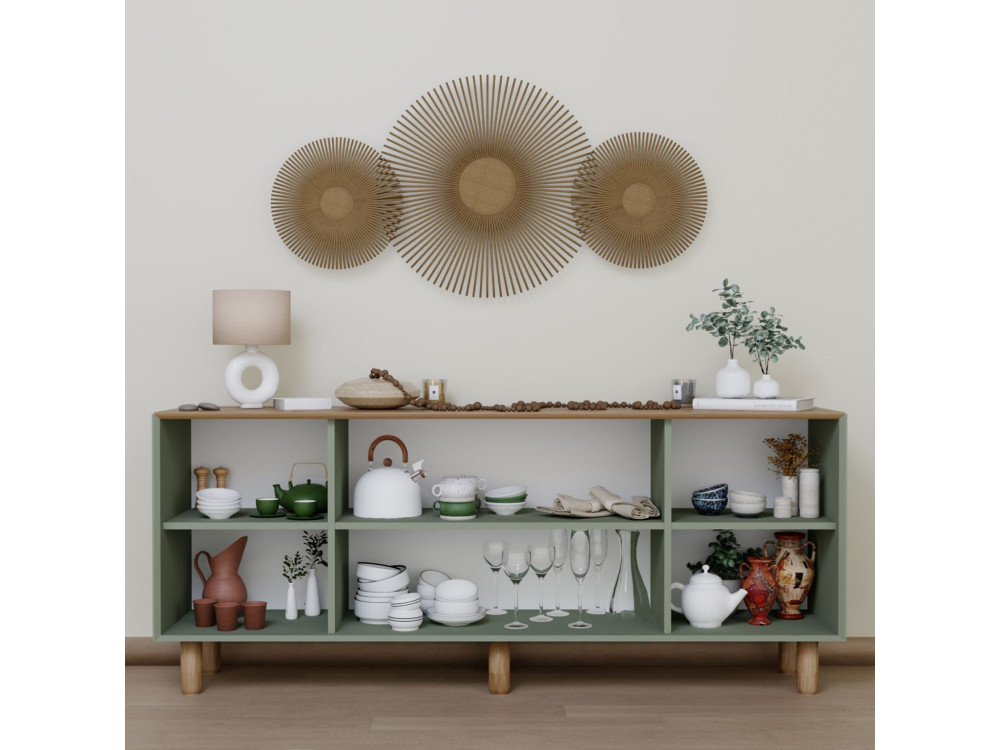 Bohem" wooden sideboard - 180 x 40 x 75 cm - Green