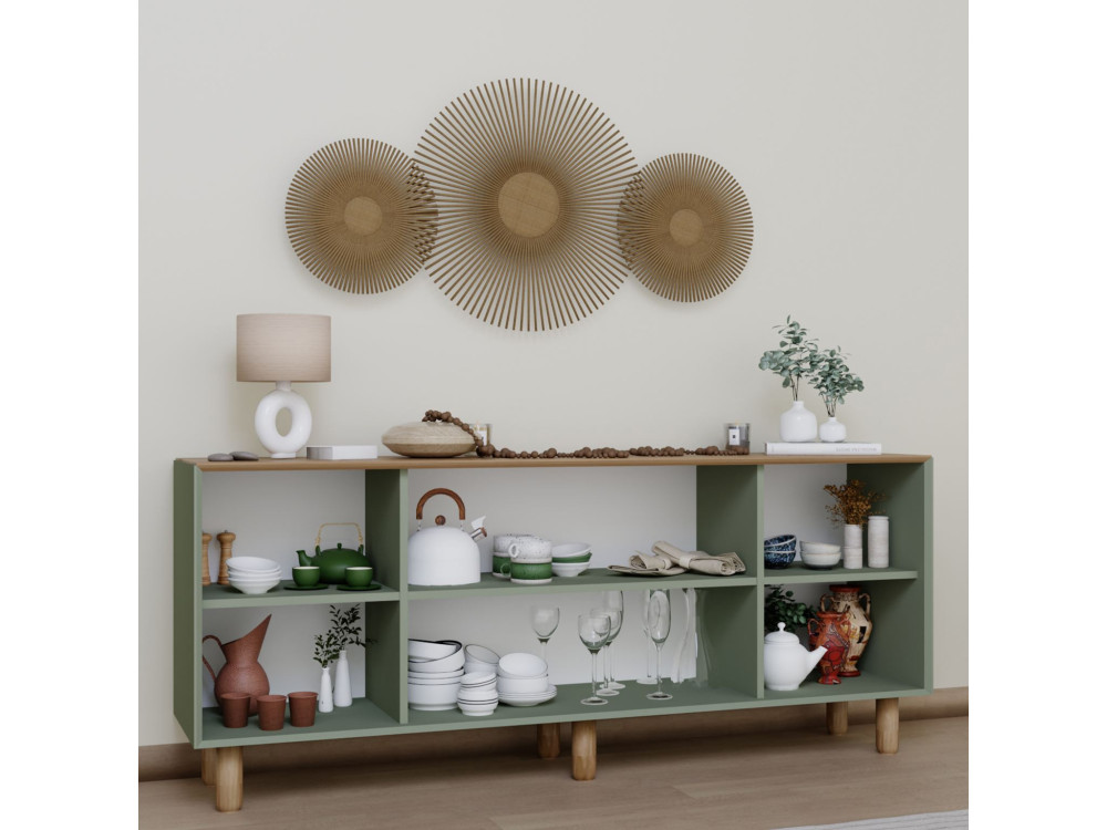 Bohem" wooden sideboard - 180 x 40 x 75 cm - Green