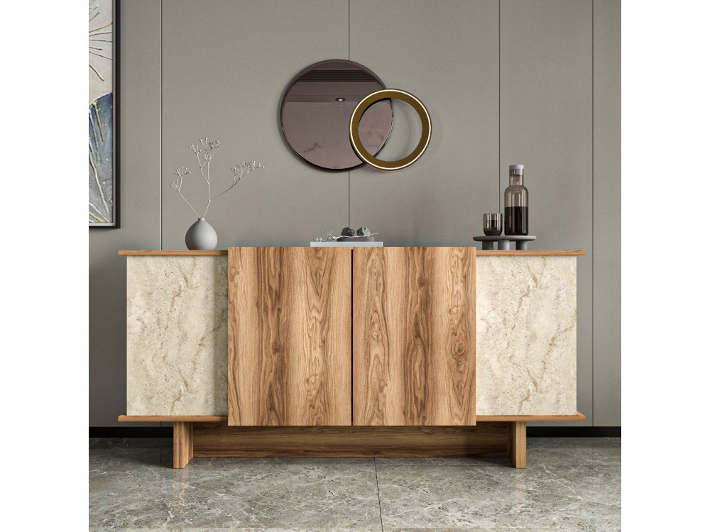 Diana" wooden sideboard - 180 x 40 x 81 cm - Travertine