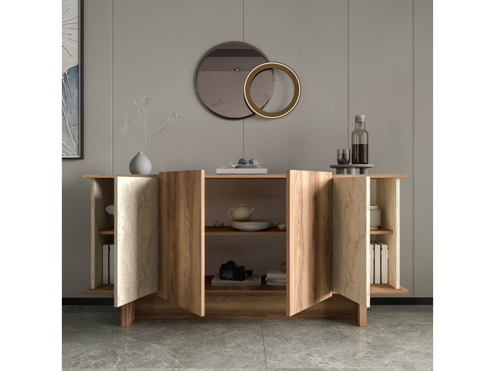 Diana" wooden sideboard - 180 x 40 x 81 cm - Travertine
