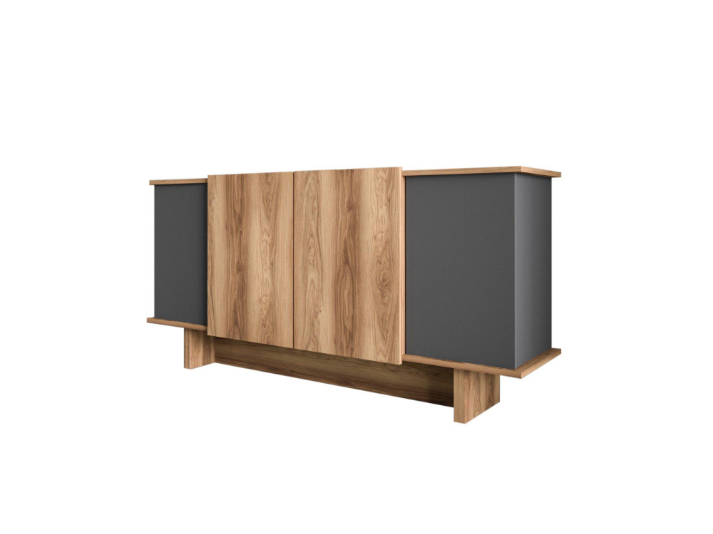 Diana" wooden sideboard - 180 x 40 x 81 cm - Charcoal grey
