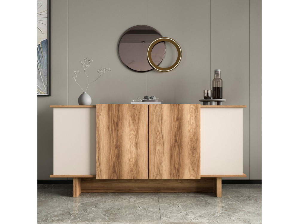 Diana" wooden sideboard - 180 x 40 x 81 cm - Beige