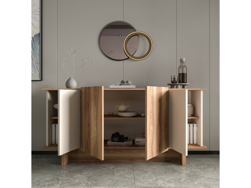 Diana" wooden sideboard - 180 x 40 x 81 cm - Beige