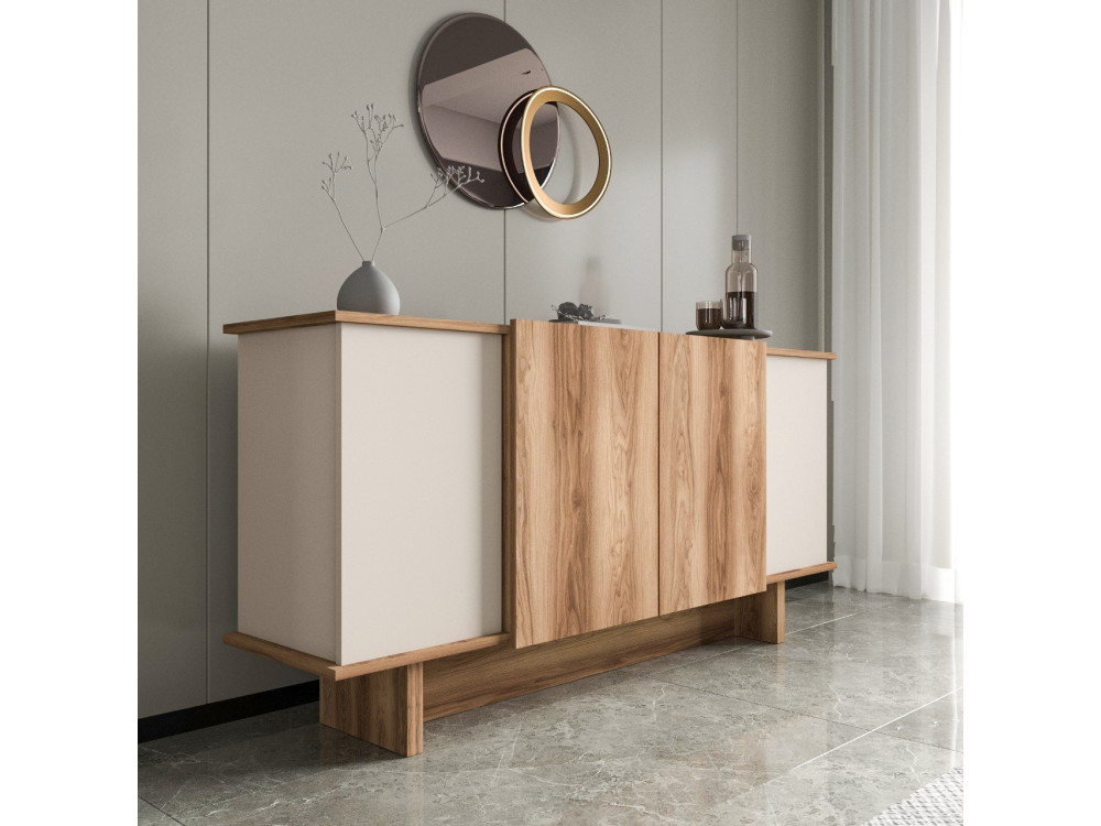 Diana" wooden sideboard - 180 x 40 x 81 cm - Beige