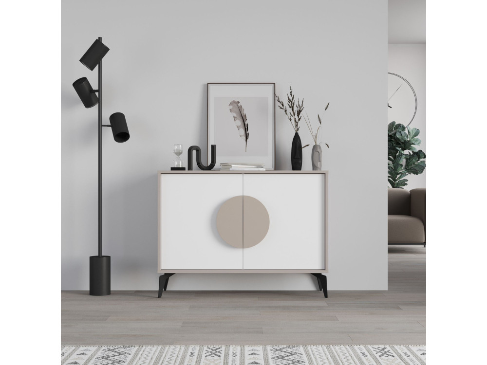 Gora" wooden sideboard - 110 x 36 x 82 cm - Light mocha brown