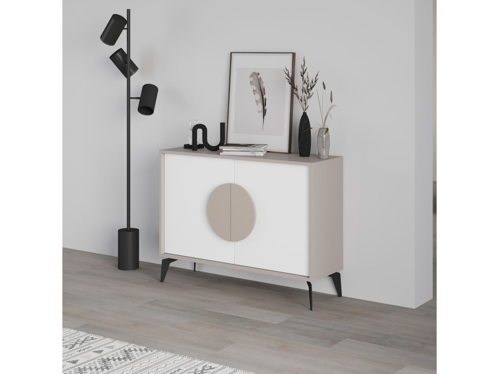 Gora" wooden sideboard - 110 x 36 x 82 cm - Light mocha brown