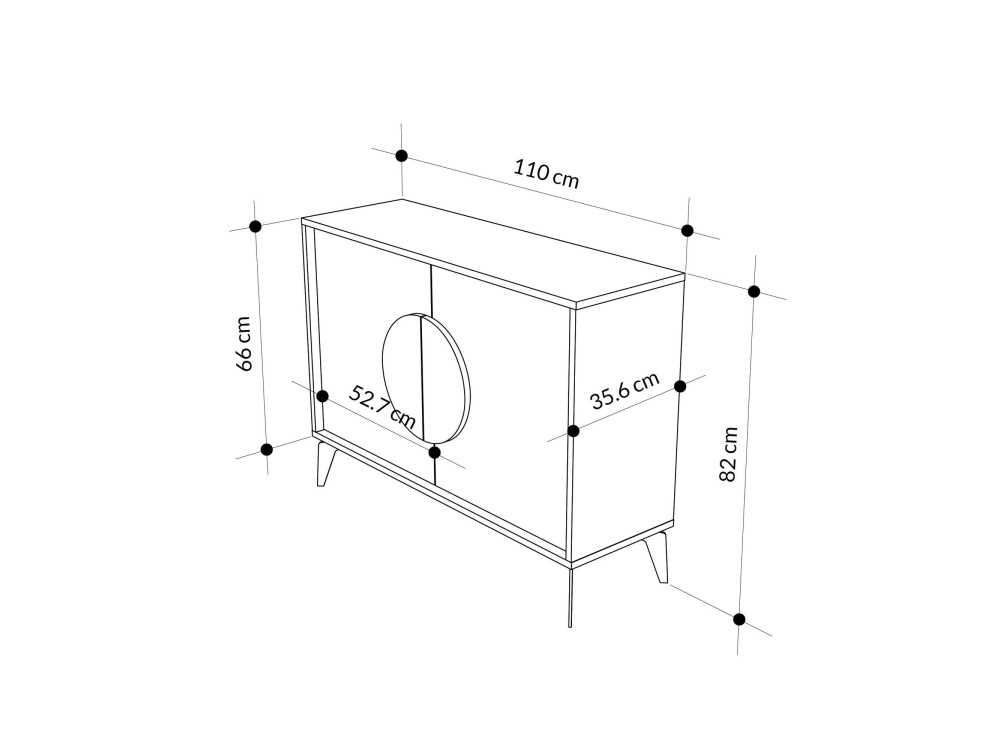 Gora" wooden sideboard - 110 x 36 x 82 cm - Light mocha brown