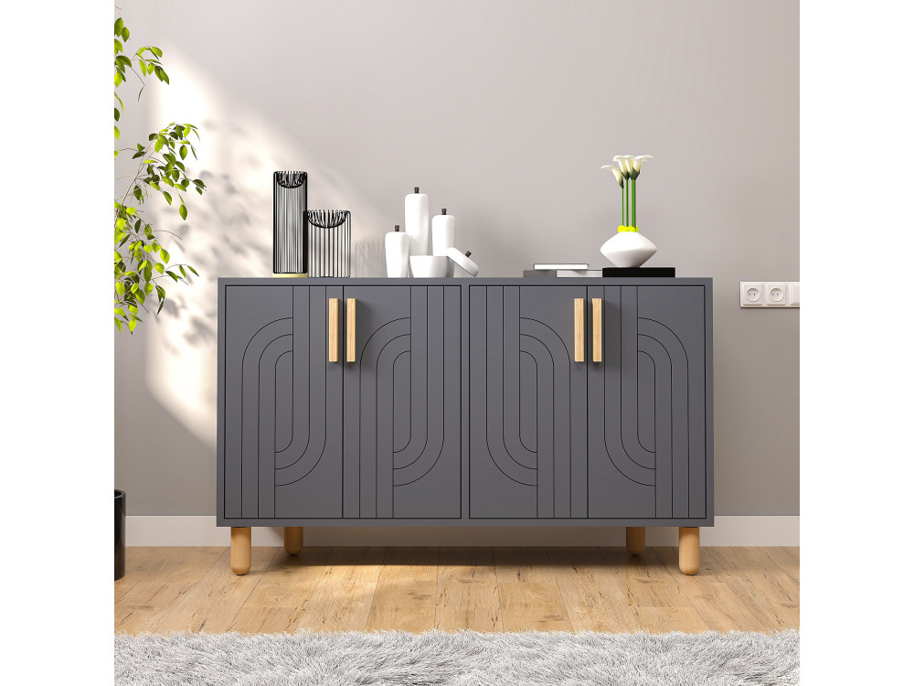 Rodney" wooden sideboard - 120 x 30 x 74 cm - Charcoal grey