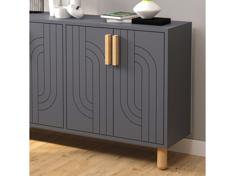 Rodney" wooden sideboard - 120 x 30 x 74 cm - Charcoal grey