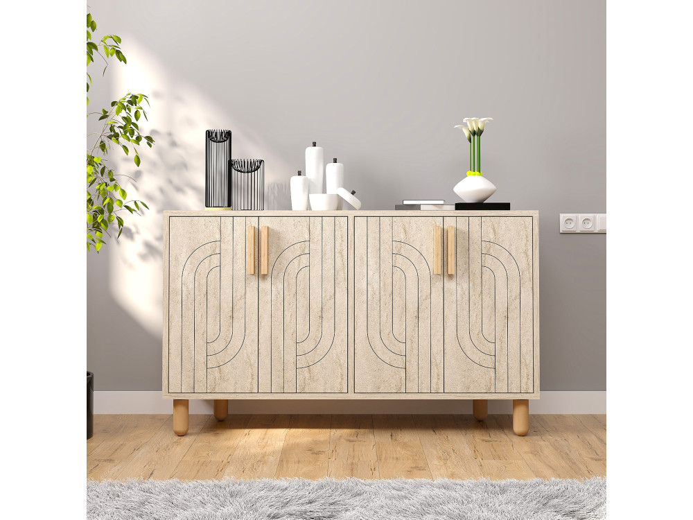 Rodney" wooden sideboard - 120 x 30 x 74 cm - Travertine
