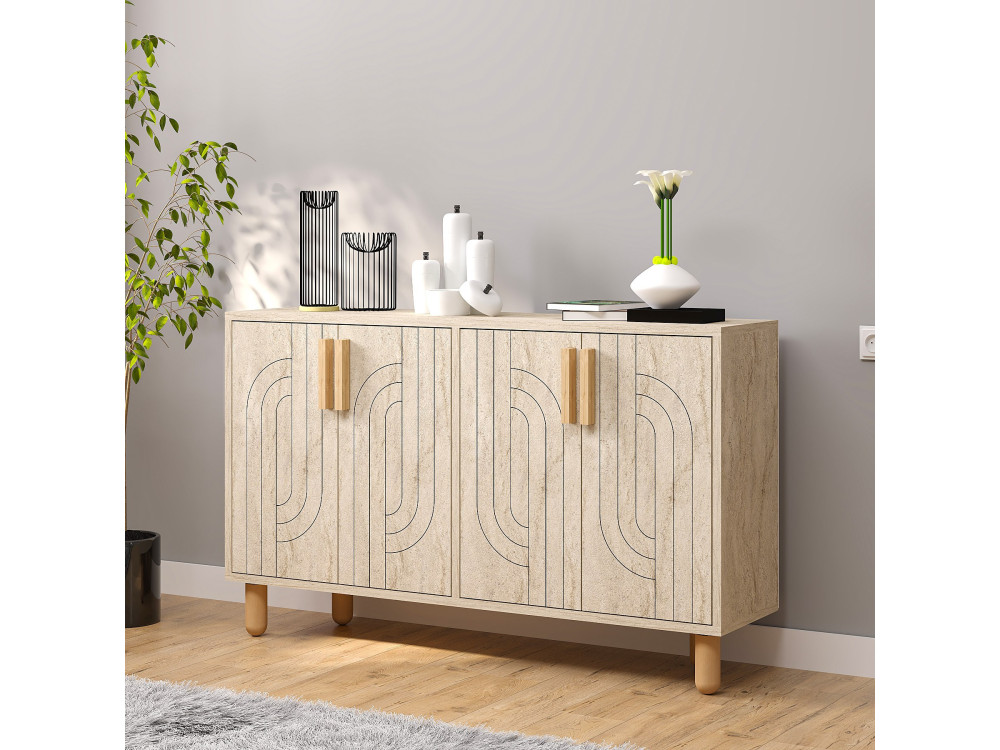 Rodney" wooden sideboard - 120 x 30 x 74 cm - Travertine