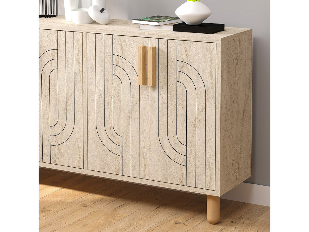 Rodney" wooden sideboard - 120 x 30 x 74 cm - Travertine