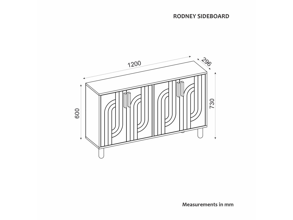 Rodney" wooden sideboard - 120 x 30 x 74 cm - Travertine