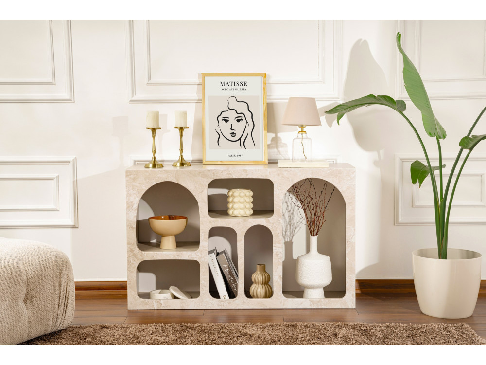 Liva" wooden sideboard - 120 x 37 x 74 cm - Travertine