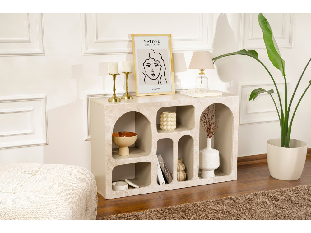 Liva" wooden sideboard - 120 x 37 x 74 cm - Travertine