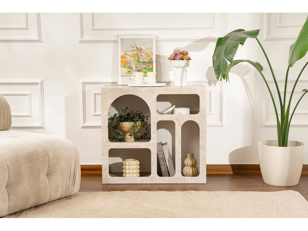 Lessa" wooden sideboard - 80 x 37 x 74 cm - Travertine
