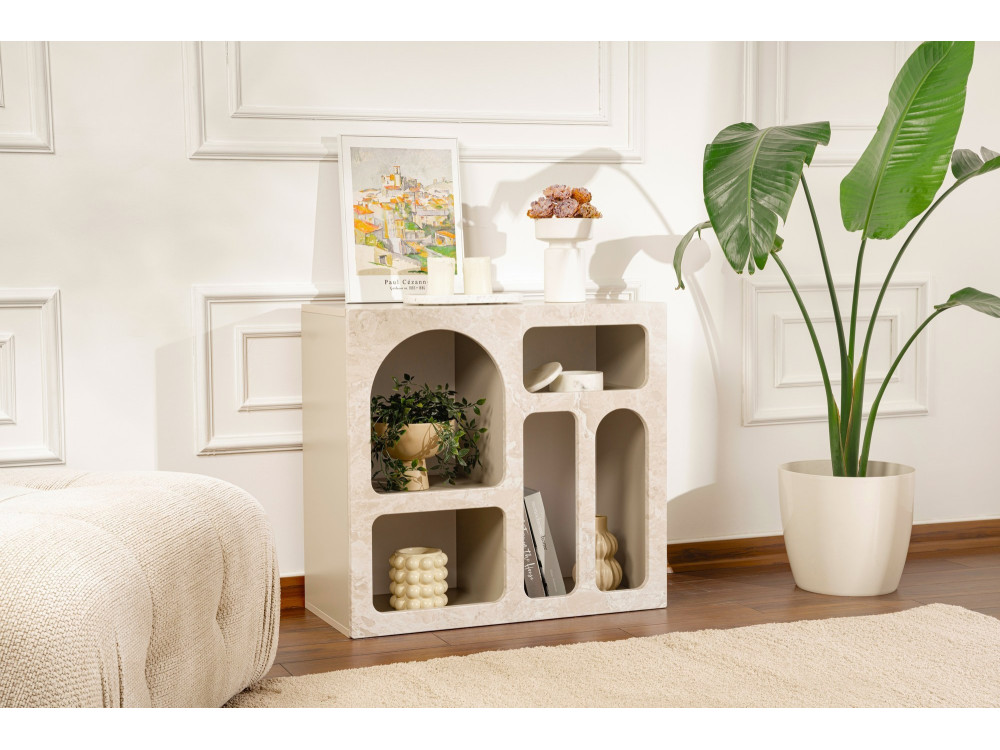 Lessa" wooden sideboard - 80 x 37 x 74 cm - Travertine