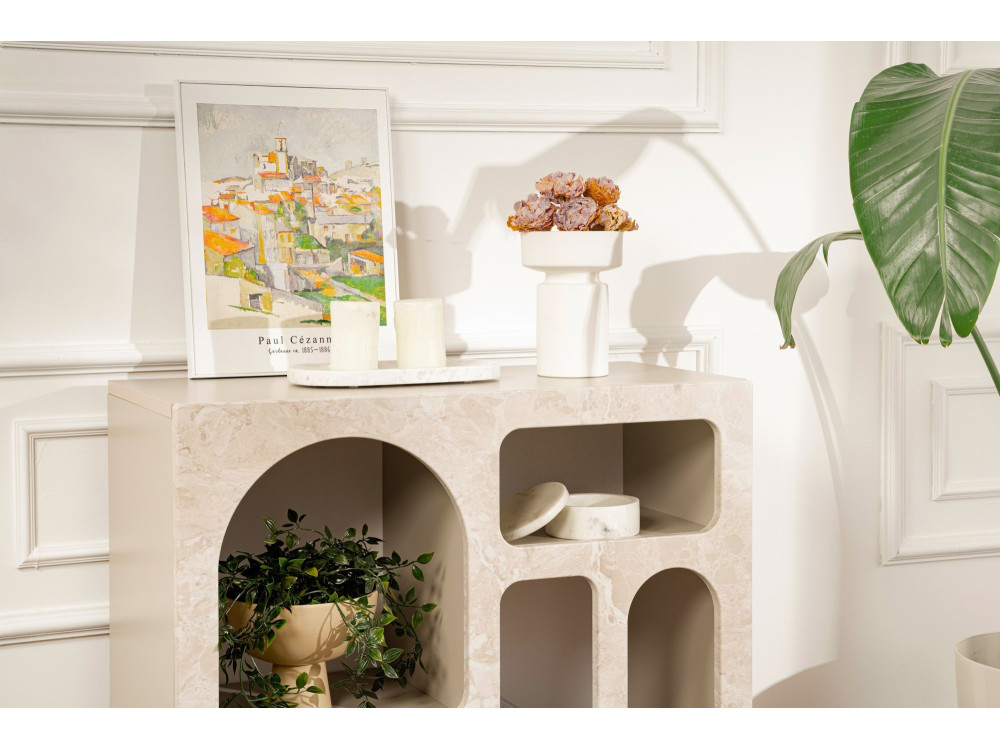 Lessa" wooden sideboard - 80 x 37 x 74 cm - Travertine