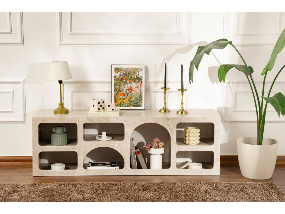 Ferlis" wooden sideboard - 160 x 40 x 51 cm - Travertine