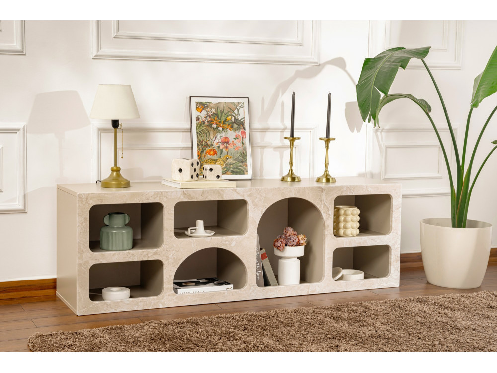 Ferlis" wooden sideboard - 160 x 40 x 51 cm - Travertine