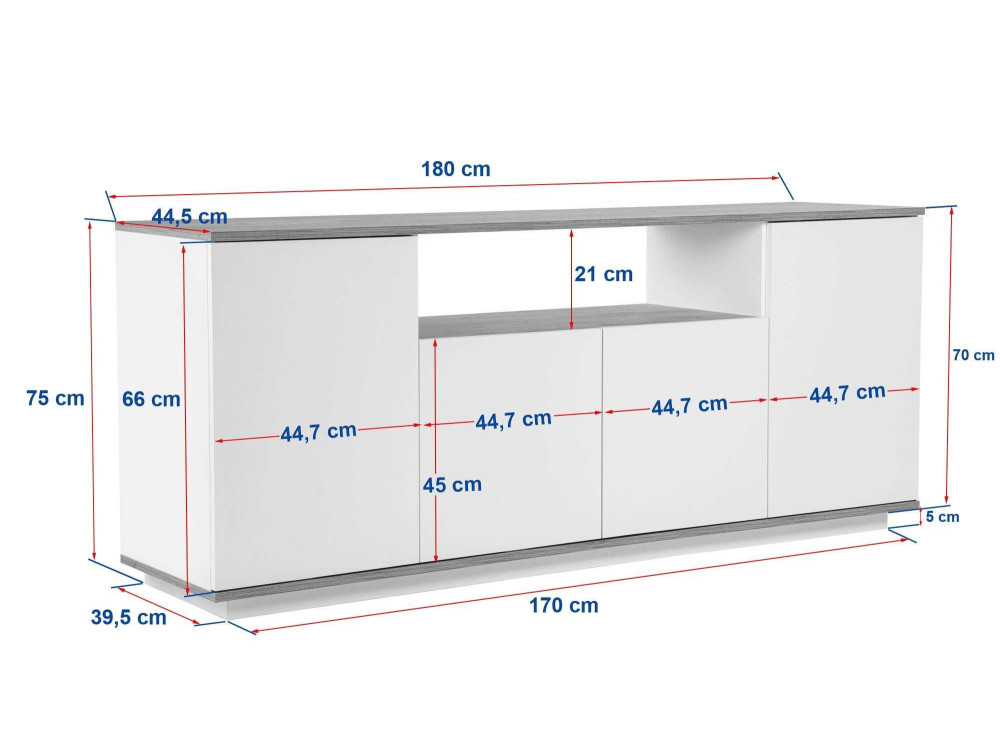 Arista" wooden sideboard - 180 x 44 x 75 cm - Beige
