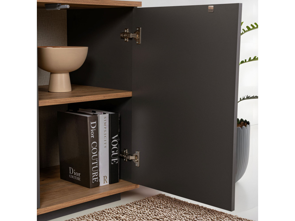 Arista" wooden sideboard - 180 x 44 x 75 cm - Charcoal grey