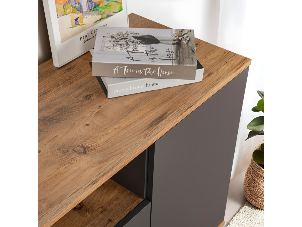 Arista" wooden sideboard - 180 x 44 x 75 cm - Charcoal grey