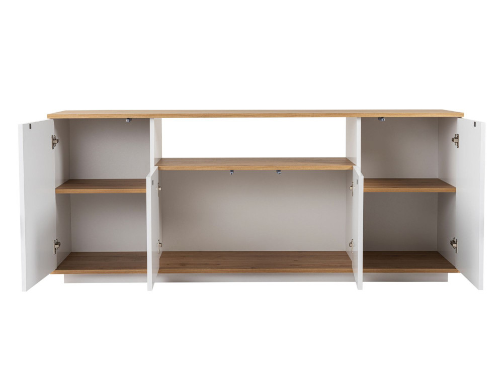Arista" wooden sideboard - 180 x 44.5 x 75 cm - White / Cadiz Oak
