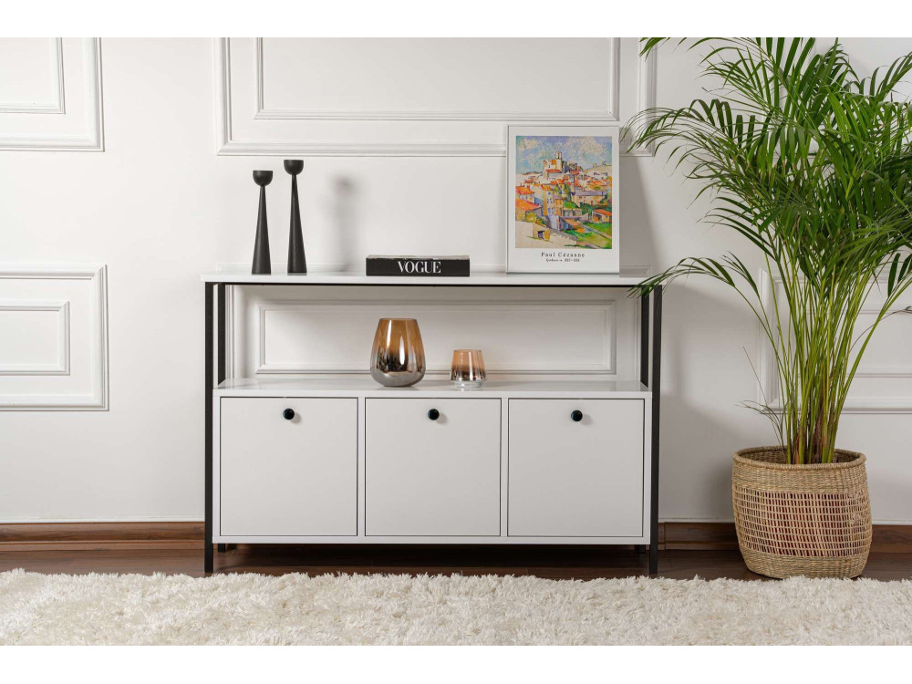 Solace" wooden sideboard - 120 x 30 x 77 cm - White