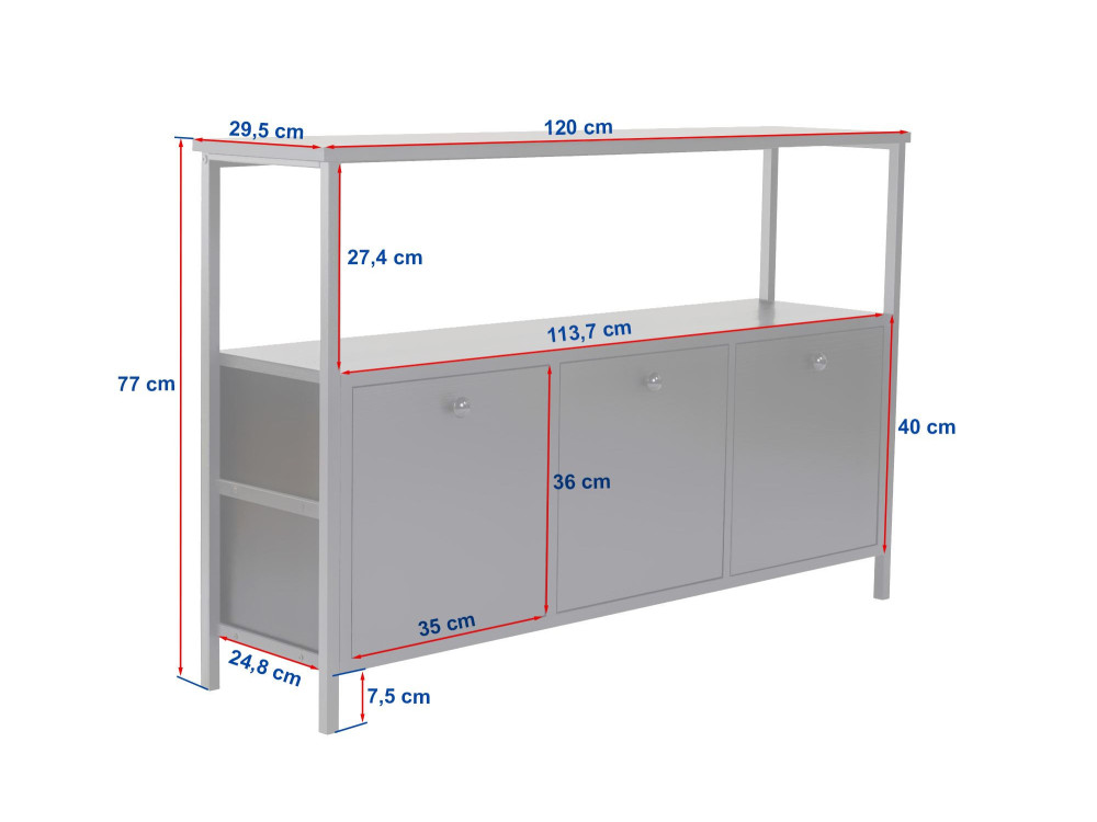 Solace" wooden sideboard - 120 x 30 x 77 cm - White