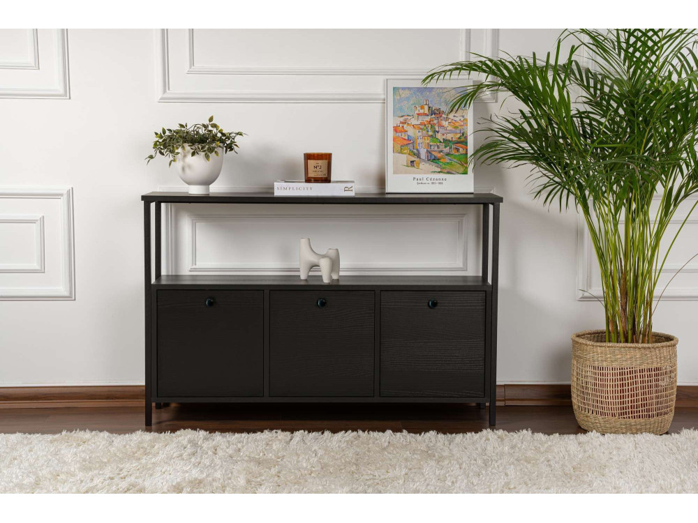 Solace" wooden sideboard - 120 x 30 x 77 cm - Black