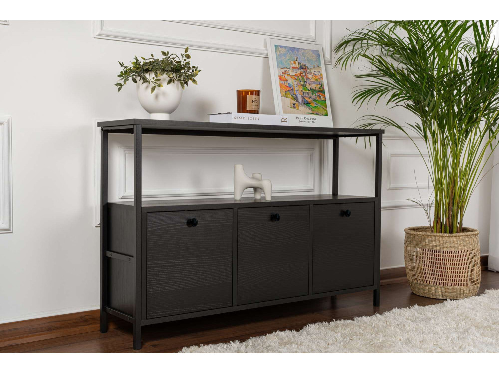 Solace" wooden sideboard - 120 x 30 x 77 cm - Black