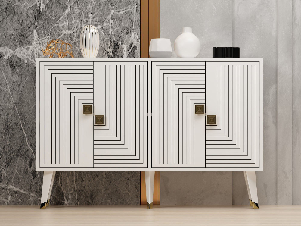 Ahart" wooden sideboard - 120 x 30 x 80 cm - White