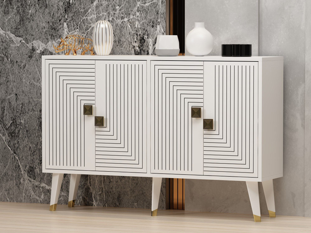 Ahart" wooden sideboard - 120 x 30 x 80 cm - White