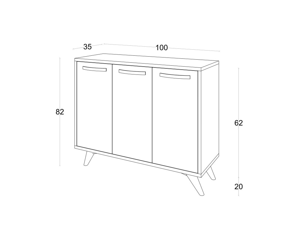 Piffa" wooden sideboard - 100 x 35 x 82 cm - Charcoal grey