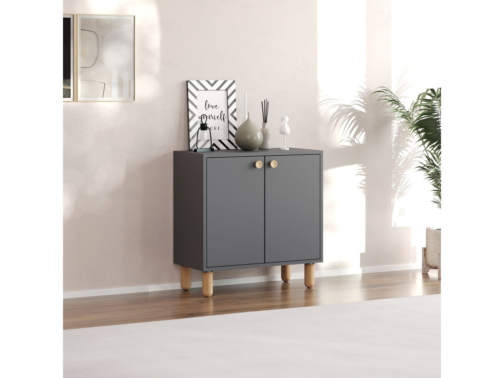Lina" wooden sideboard - 72 x 36 x 73 cm - Anthracite grey