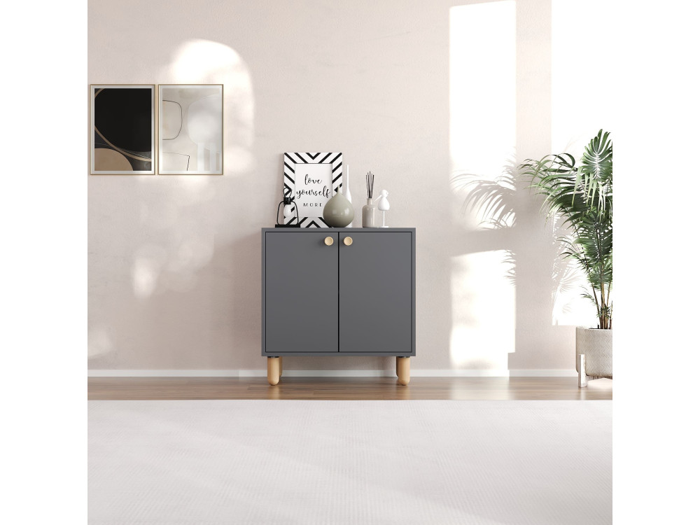 Lina" wooden sideboard - 72 x 36 x 73 cm - Anthracite grey