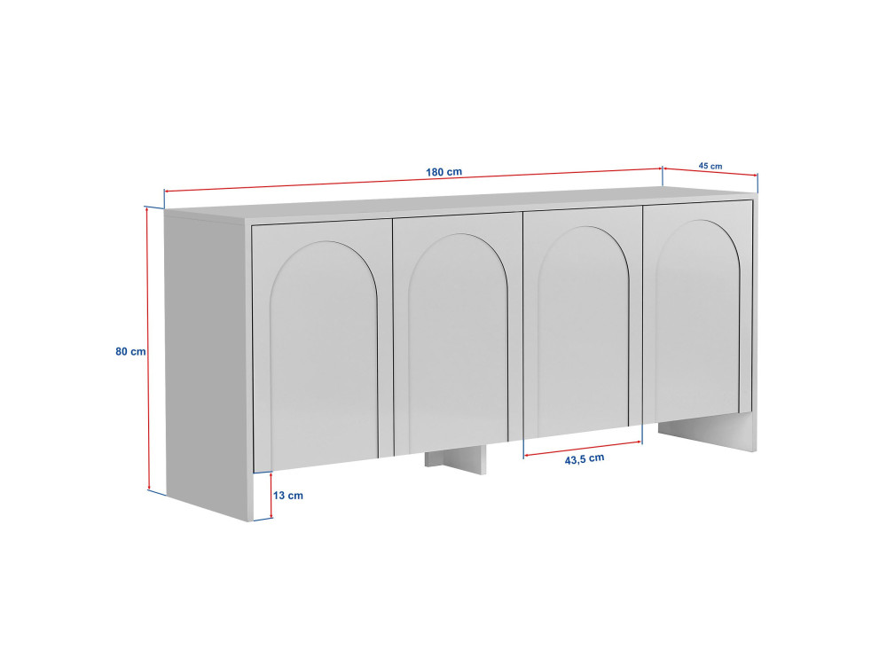 Arlen" wooden sideboard - 180 x 45 x 80 cm - White