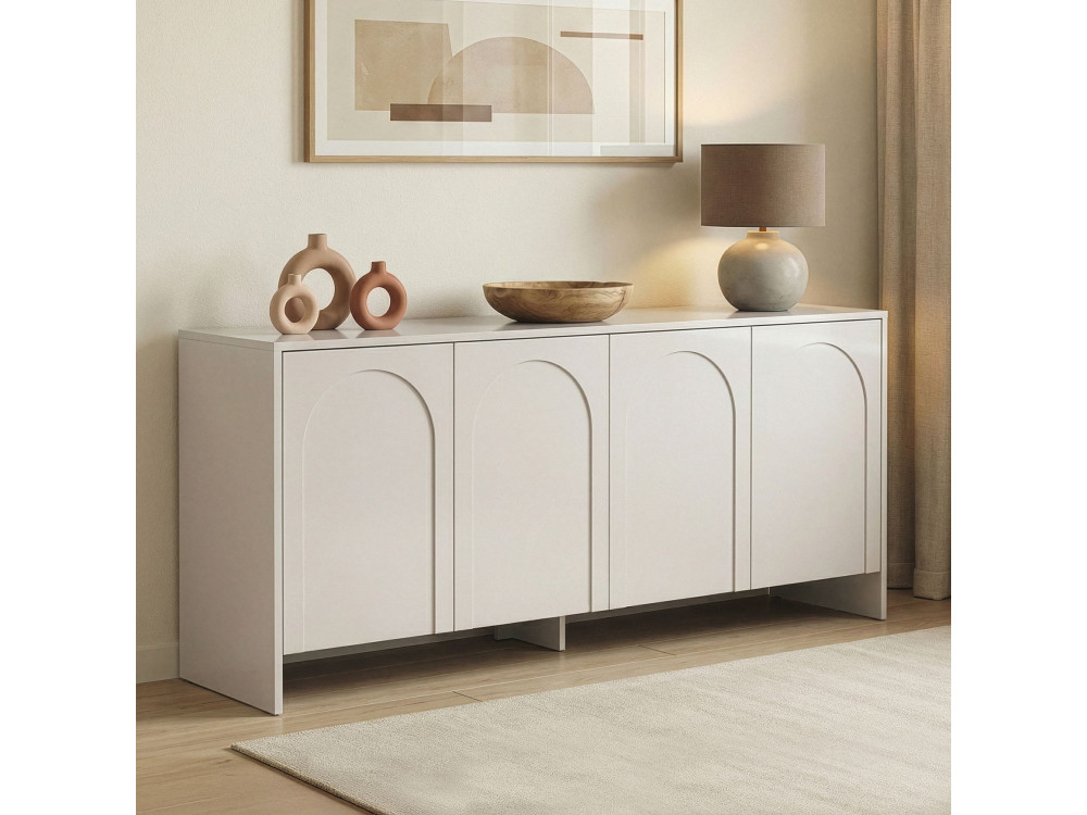 Arlen" wooden sideboard - 180 x 45 x 80 cm - Cream